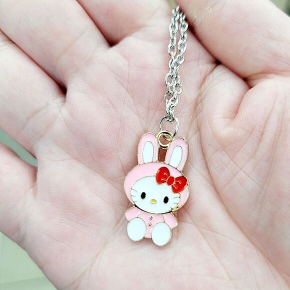 Brand New Hello Kitty Bunny Style Silver Necklace #2 - Picture 1 of 5